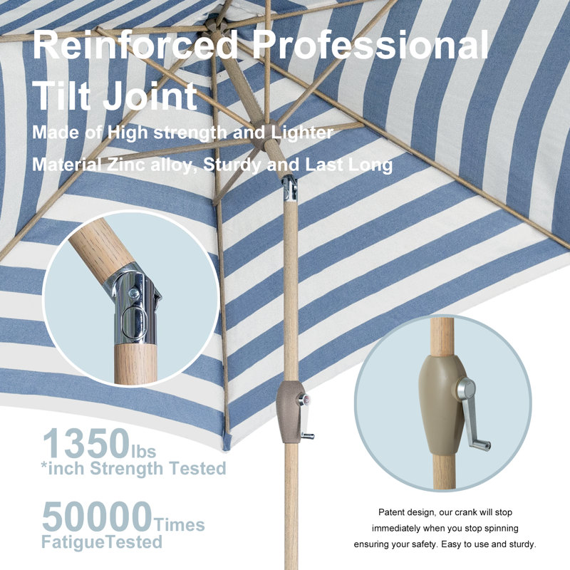 Parasol avec manivelle Spragens 108, Bleu / blanc