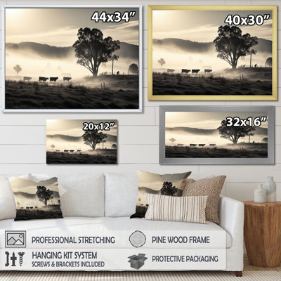 Kendyn Cattle Misty Morning Grazing IV - Cattle Canvas Print