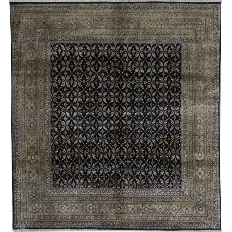 Tapis noir et doré de haute qualité noué à la main