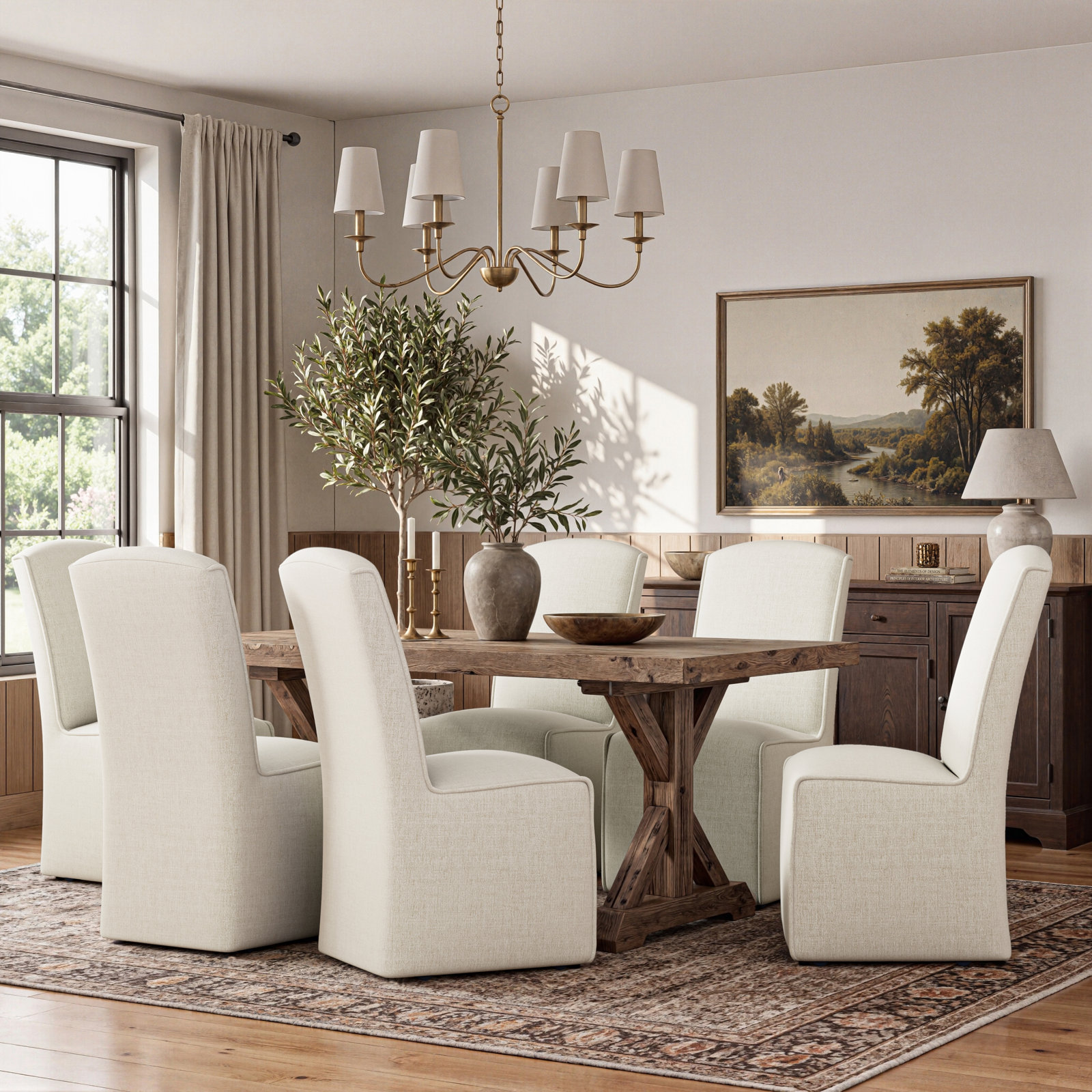 Deaton Upholstered Dining Chair, Off-White