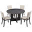 Ensemble de salle à manger rond 47,3 po avec 4 chaises de salle à manger rembourrées, ensemble de table de salle à manger moderne pour 4 personnes, ensemble de table de salle à manger 5 pièces pour salon, cuisine, noir antique et beige