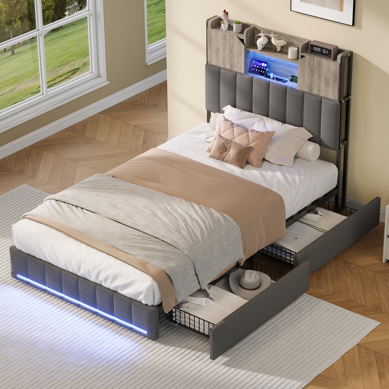 Upholstered Bed, European Single (90 x 200 cm)