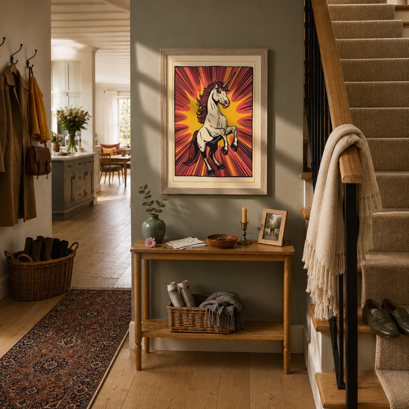 Radiant Horse Retro - Framed Print, A4 - 29.7 x 21.0 cm, Oak