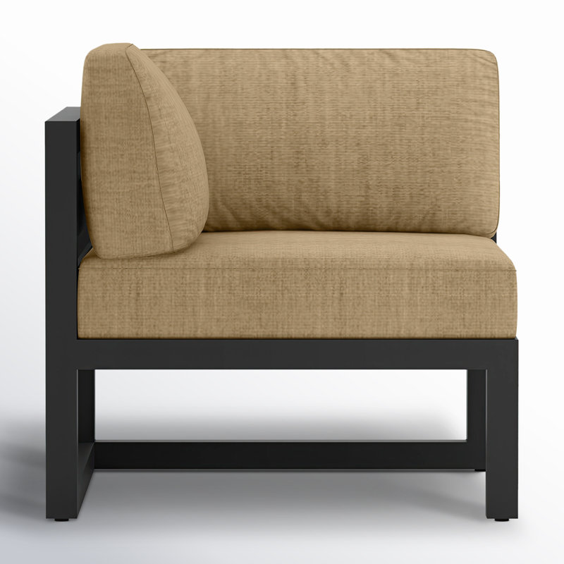 Avion 4 Piece Sectional Set, Canvas Heather Beige Sunbrella® Canvas, Black