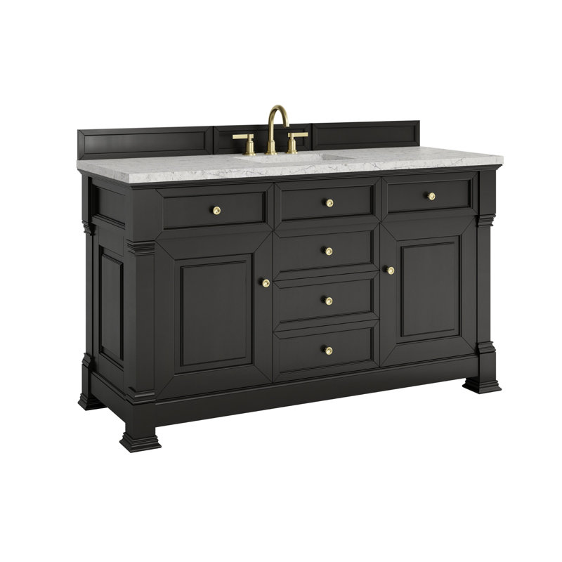 Brookfield Single Vanity, Widespread, Eternal Jasmine Pearl, Black Onyx