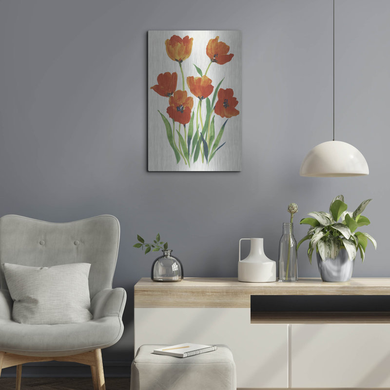 Luxe métal Art «Red Tulips In Bloom I» par Tim O'To