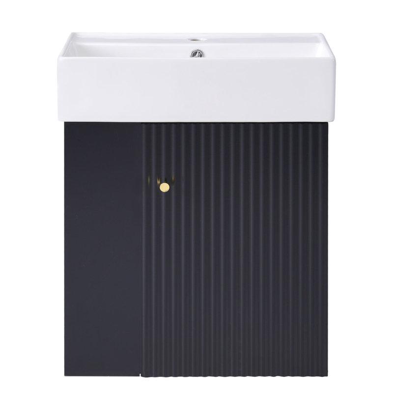 Meuble-lavabo flottant moderne 21,6 po, Noir, noir, noir, noir