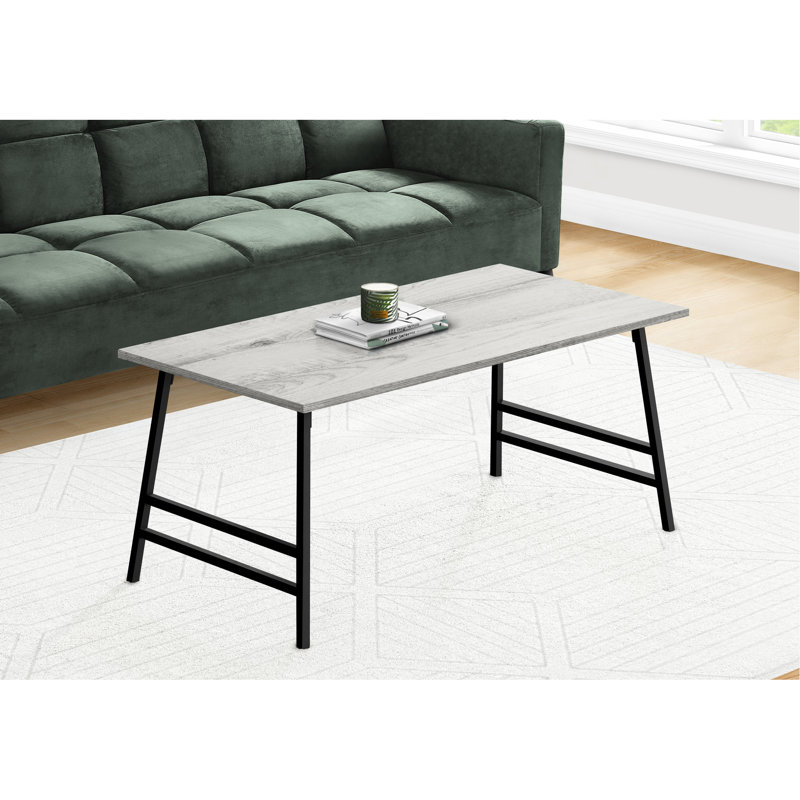 Table de salon moderne en stratifié gris rectangulaire rectangulaire de 40 po avec structure en métal noir