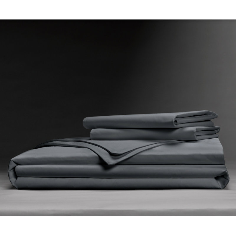 Modern & Contemporary Satin Duvet Cover, Queen Duvet Cover + 2 Standard Shams, Charcoal