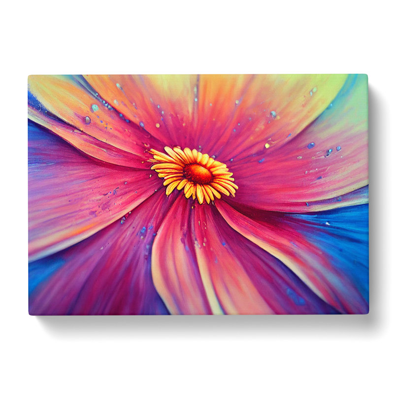 Dripping Paint Daisy Flower Abstract - Wrapped Canvas, 40cm H x 60cm W