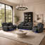 Ensemble de canapé cinéma maison inclinable électrique 3 pièces (fauteuil, causeuse et canapé) - Similicuir avec technologie intelligente et éclairage ambiant-116620095