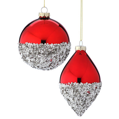 Ornement en forme de boule et fleur à paillettes 4-5,5 po 