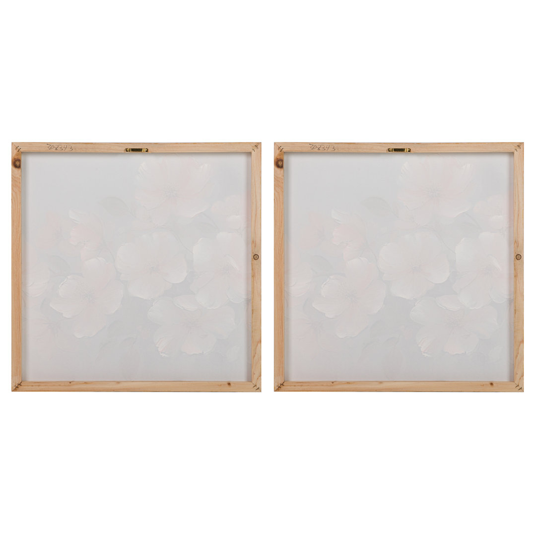 Flowers 40% Hand Painted Set 2 Canvas 60X3X60 Cm - 2 Piece Wrapped Canvas Print Set