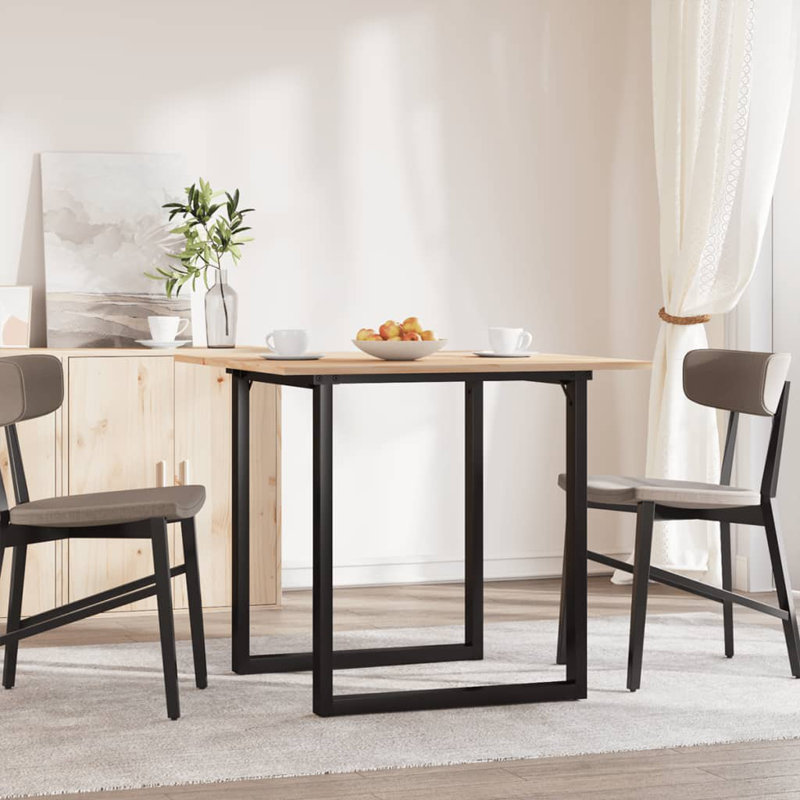 Solid Wood Top Dining Table, 75cm H x 90cm W x 90cm D