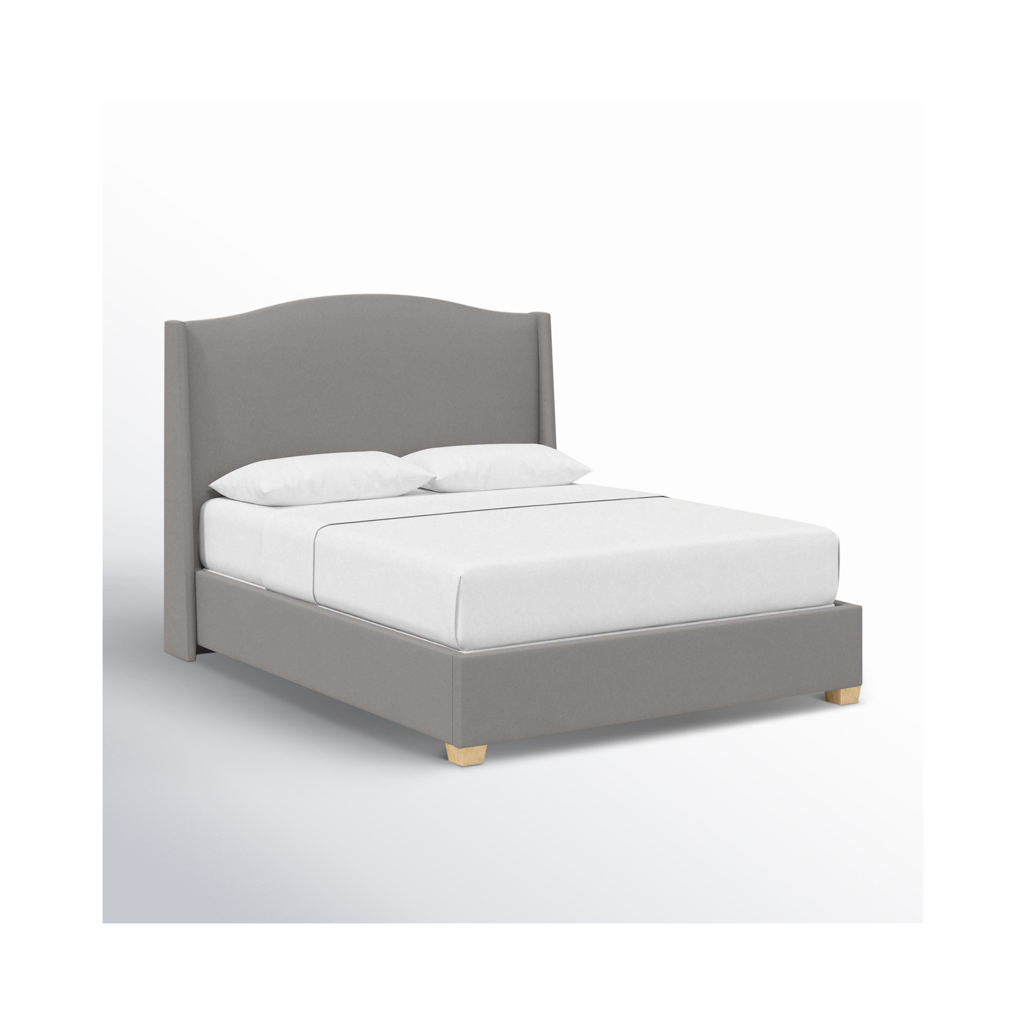 Allis Upholstered Wingback Bed, Classic Otter Performance Velvet, Full