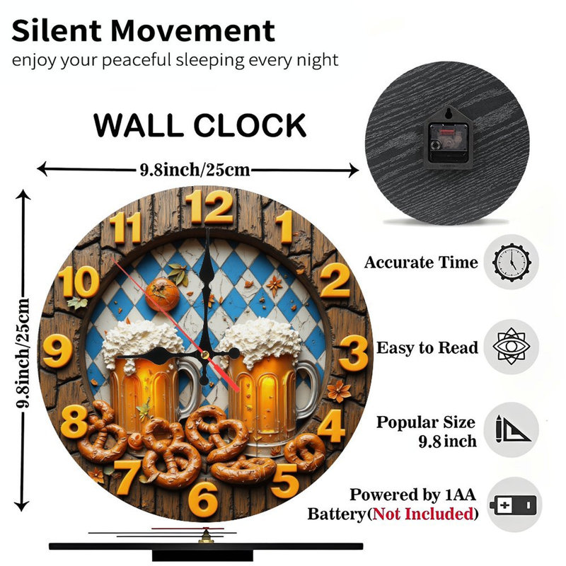 horloge de bière avec bretzels