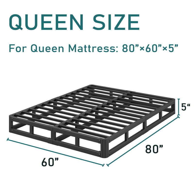 5 Inch Metal Box Spring, Bed Frame Low Profile, Basic Mattress Foundation, Easy Assembly, Queen