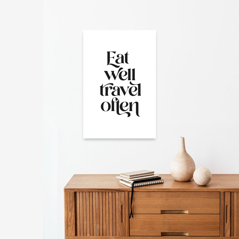 Eat Well Travel Often Elegant Modern Abstract Wall Art Print, 60.96cm H x 40.64cm W