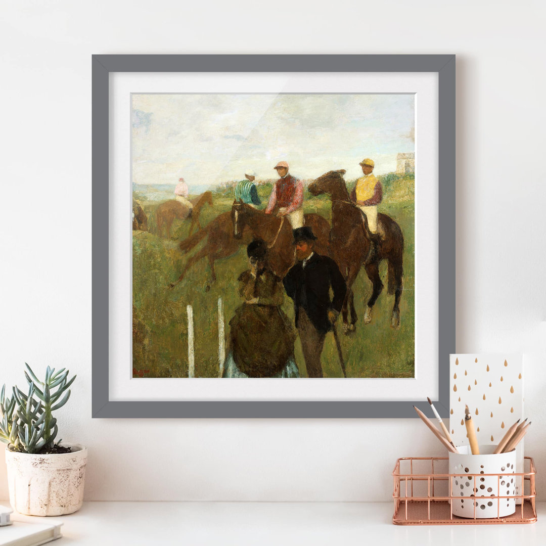 Gerahmter Grafikdruck Jockeys on Racecourse von Edgar Degas