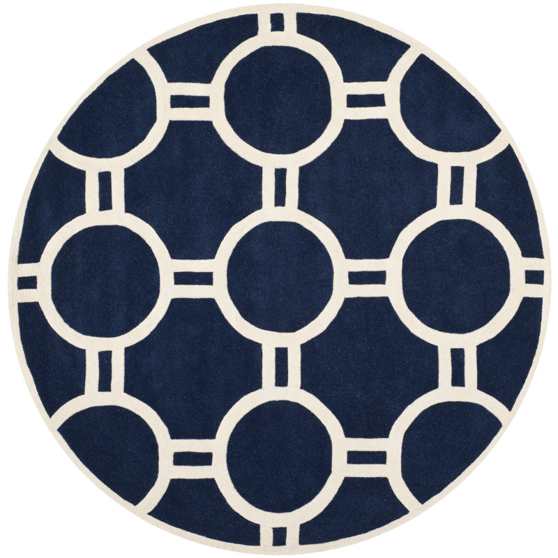 Carolene Hand Tufted Wool Geometric Rug, Round 7'