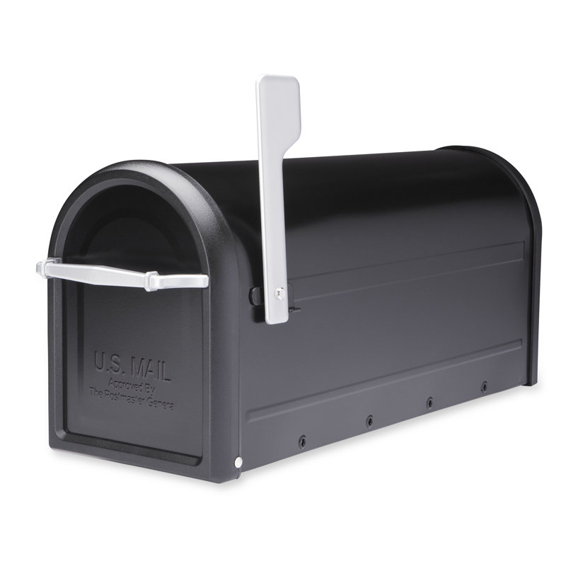 Chadwick Black Aluminum Post Mount Mailbox with Nickel Accents