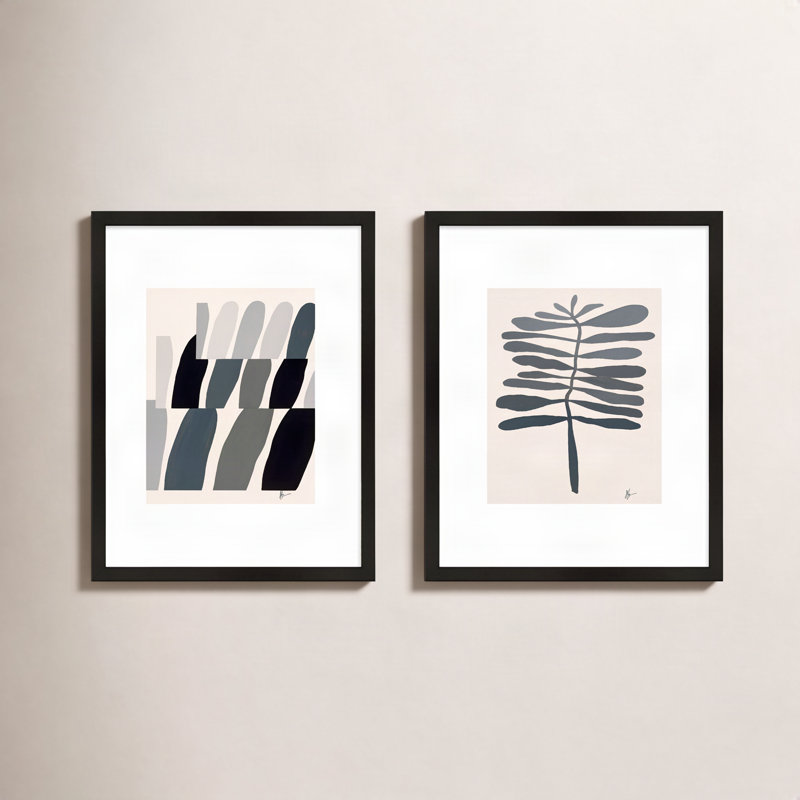 Flora 1&2 Print by Lee Lessem, 25" H x 40" W x 1.25" D, Black Framed