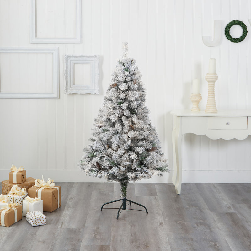 Arbre de Noël artificiel pin floqué, H 5 pi