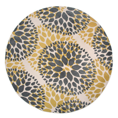 Floral Yellow/Dark Gray/Ivory Area Rug