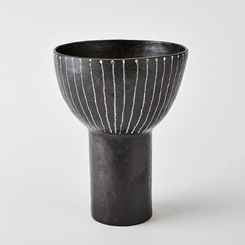 Cinder Footed Bowl-Striped-Sm, 13"H x 10"W x 10"D