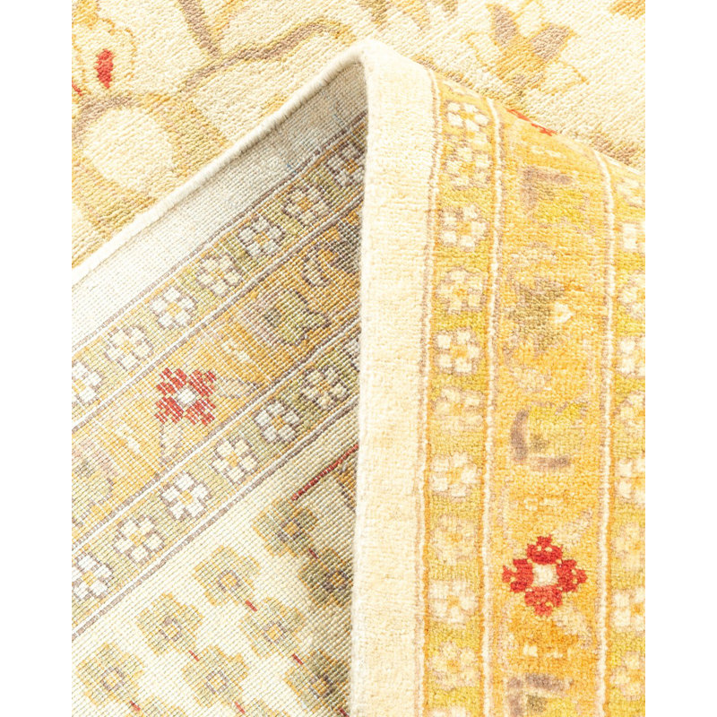Tapis unique noué à la main Janalis Mogul - ivoire, 8 pi 1 po x 10 pi 2 po