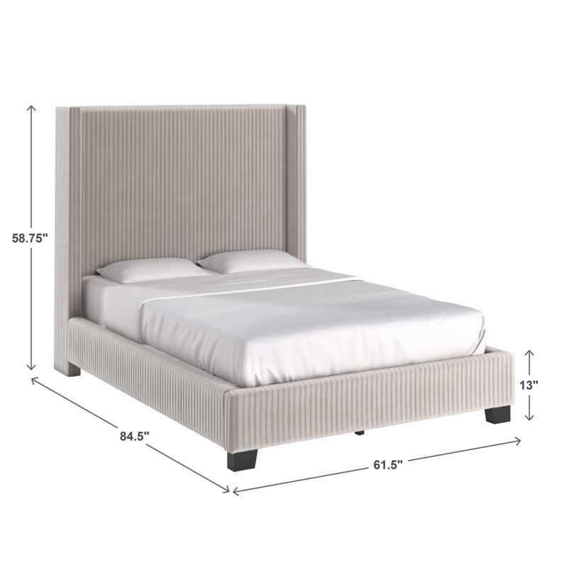 Vita Upholstered Pleated Wingback Bed