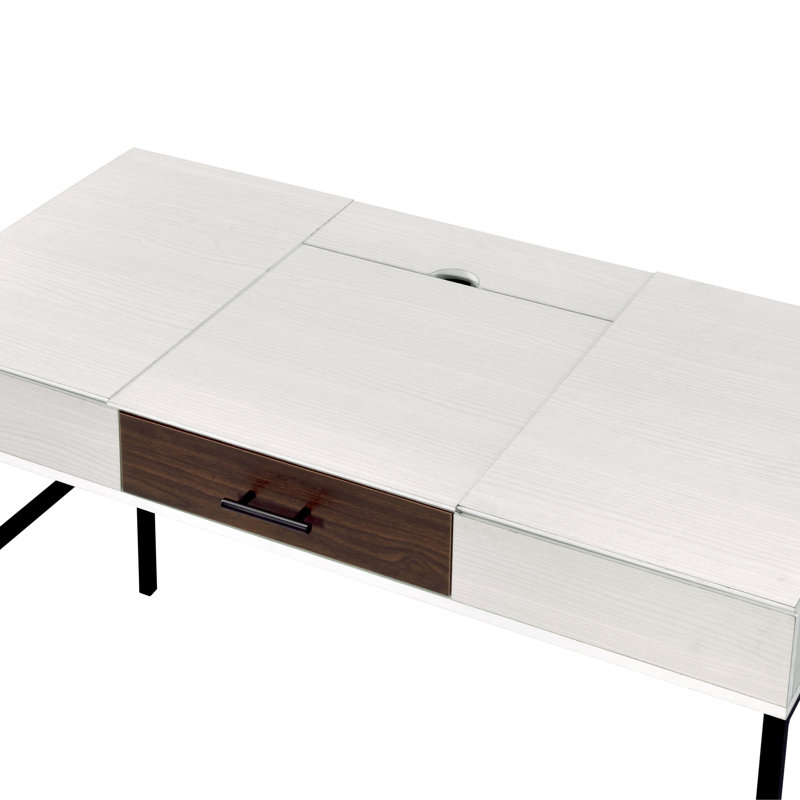 Verster Black Finish Writing Desk W/USB, Natural