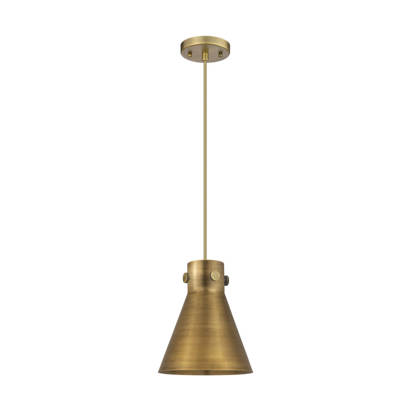 Luminaire suspendu à cordon en métal 1 lumière 10 po Coterie Newton, H 9,88 po x l 8 po x P 8 po, Laiton brossé