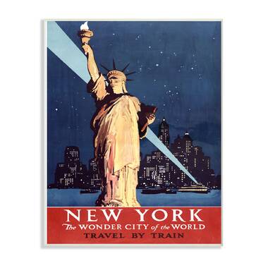 Statue of Liberty New York Vintage Travel Poster, 1920s by Piddix - Wrapped Canvas Graphic Art East Urban Home Size: 40 H x 26 W x 1.5 D