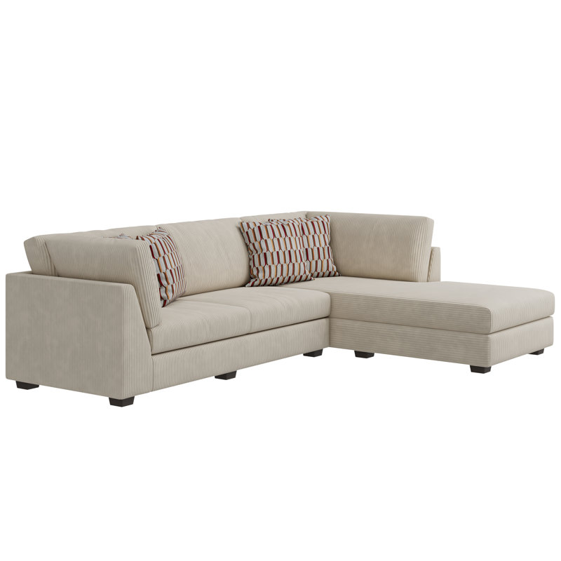 Amiela Upholstered L-Shaped Sectional Right Hand Facing, Beige