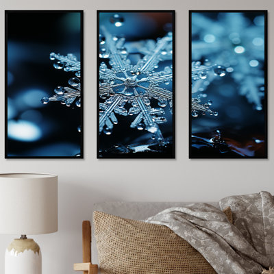 «Blue Snowflake Holiday III - Winter Landscape», art mural