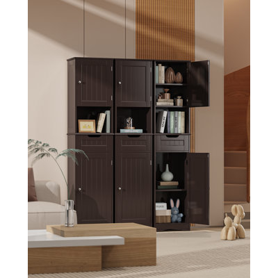 Zoe-Leigh 67" Freestanding Bathroom Storage Cabinet with Adjustable Shelves and Magnetic Doors – MDF Linen Tower