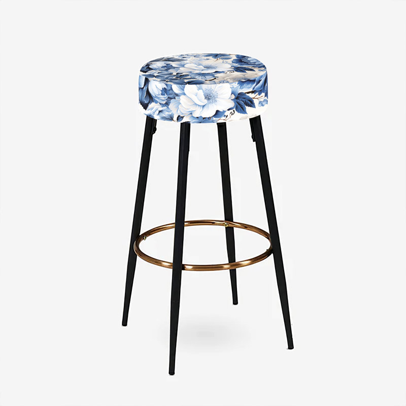 Ensemble de 2 tabourets de bar à fleurs bleues et blanches Radiance