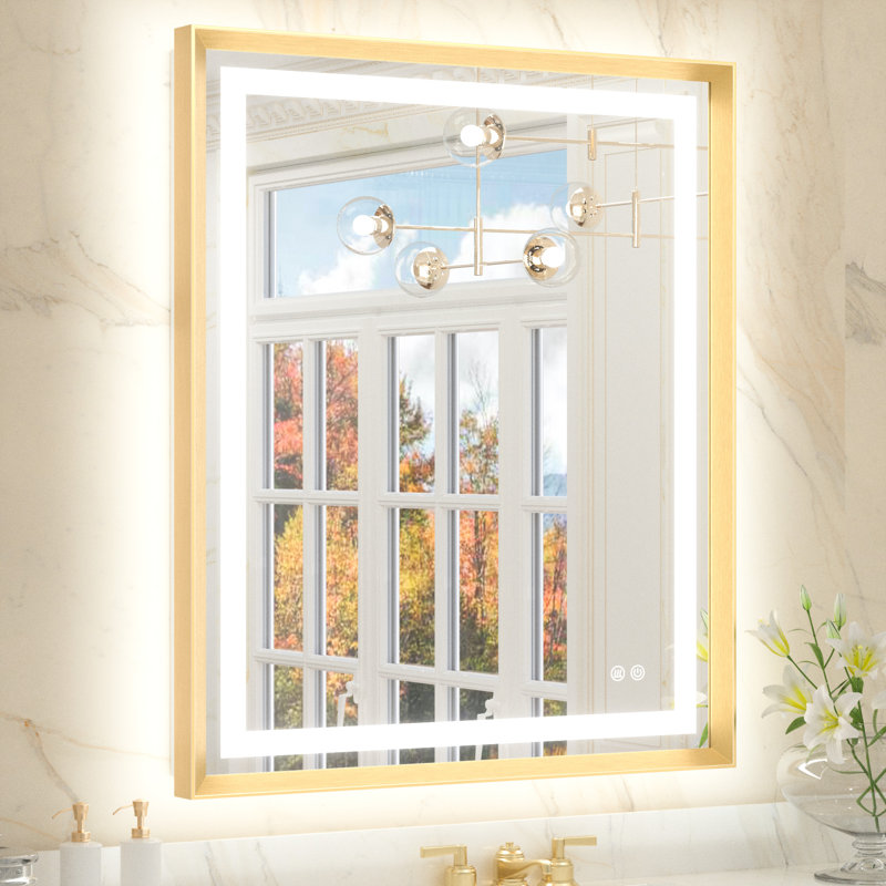 Miroir de salle de bain Dineen, Doré, 36 po x 28 po