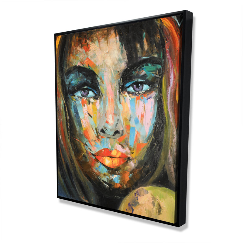 Art coloré sur toile encadré bleu contemporain