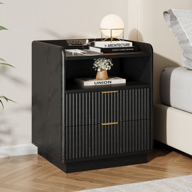 Table de chevet 20 po, Ensemble de 2, Noir