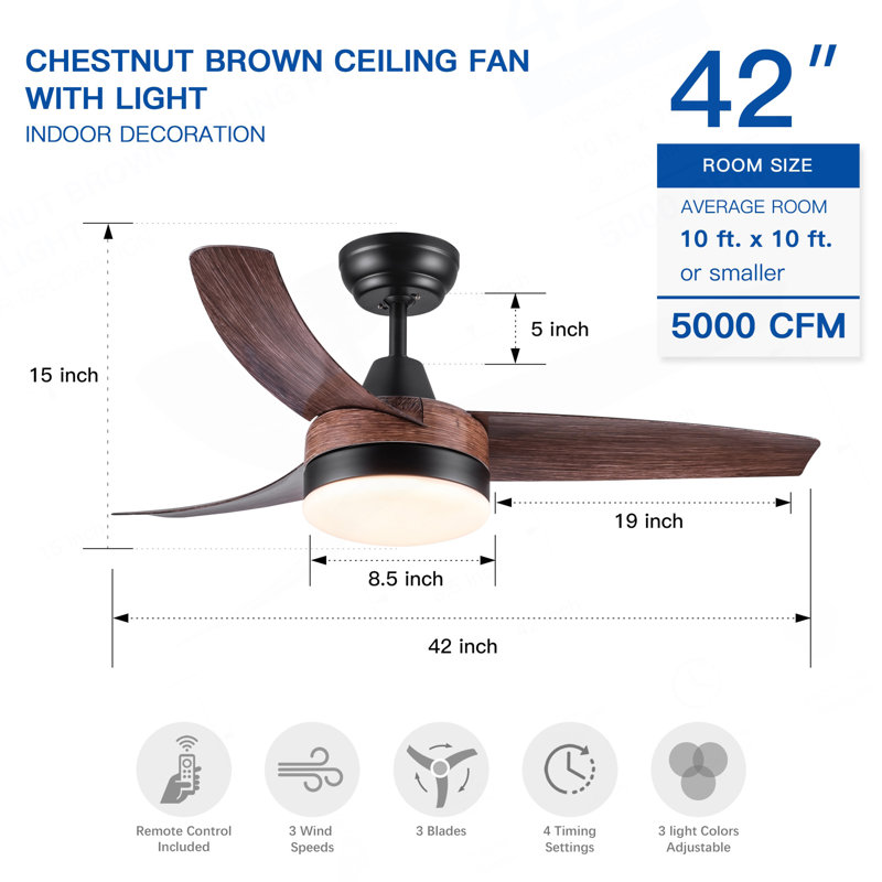 Ventilateur de plafond 42 po YUHAO Farmhouse