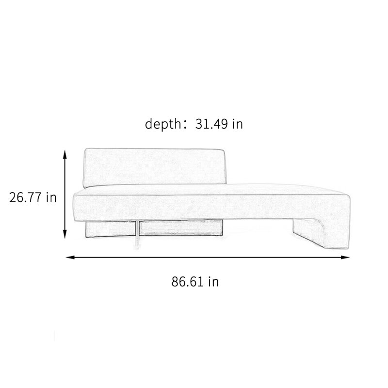 Chaise longue moderne, simple, confortable et décontractée, Orienté à gauche (vu de face)
