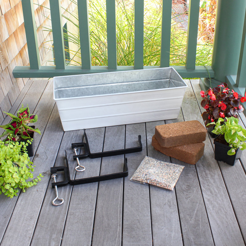 Metal Railing Planter, Cape Cod White