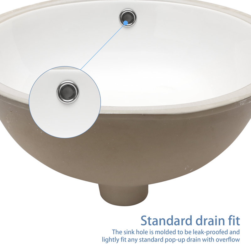 OUMUCH 16'' White Ceramic Oval Bathroom Sink with Overflow