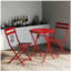 Ensemble bistro 3 pièces de table ronde pliable et chaises, rouge-2107485262