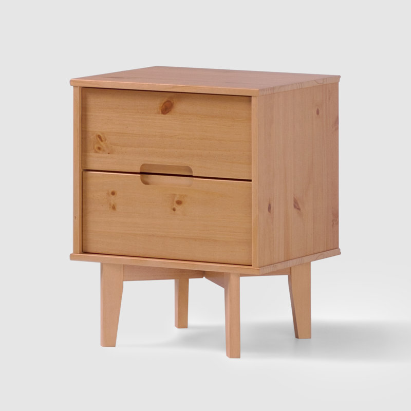 Ulti 50 cm W Solid Wood Bedside Table, Natural Pine