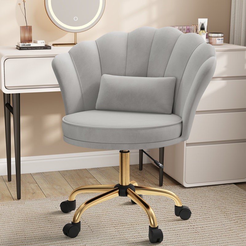 Dutch Velvet Adjustable Office Chair With Smooth Casters For Office Featuring Ergonomic Support And 250Lbs Capacity, Grey