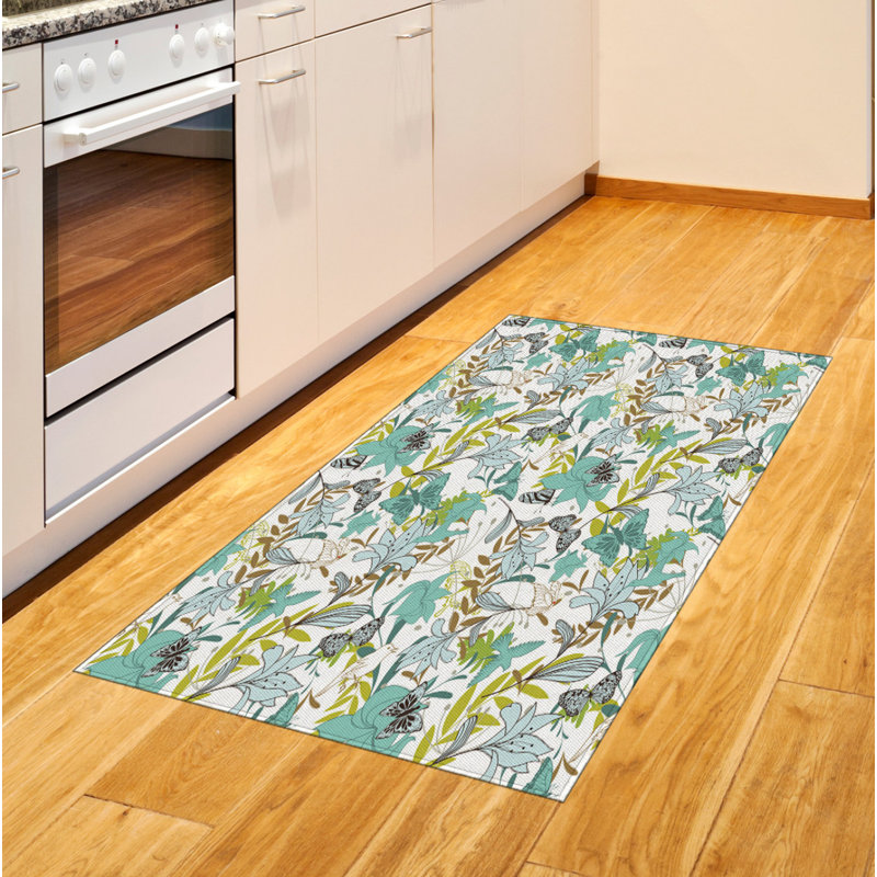 Tapis décoratif floral à haute densité en fibres de polyester, Rectangle 2 pi 7 po x 5 pi