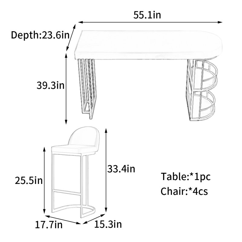 Duong, Orange / doré, Doré, H 39,3 po x L 55,1 po x l 23,6 po